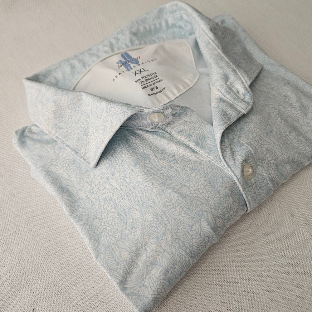 Johnnie O Featherweight XXL Blue Floral Golf Polo‎ Shirt Sun Protection